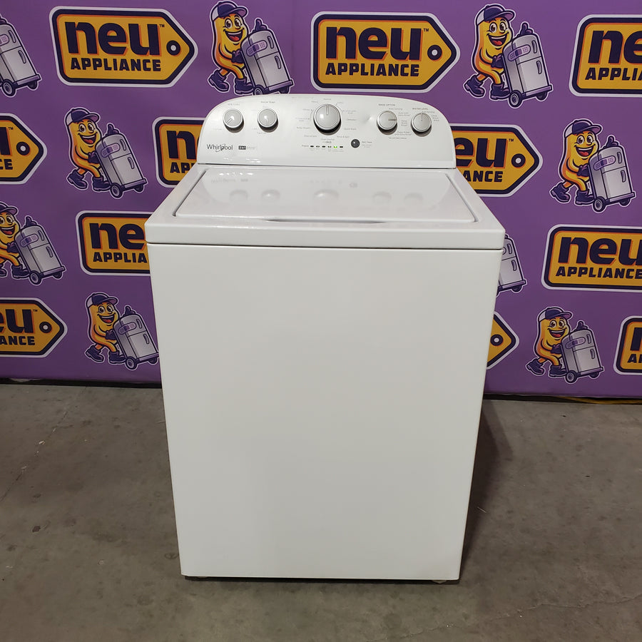 Whirlpool 3.8–3.9 Cu. Ft.  Top Load Washer with 2 in 1 Removable Agitator and Soil Level Selection WTW4957PW - Certified Refurbished and Whirlpool 7-cu ft Vented Electric Dryer WED4815EW - Scratch & Dent (Minor)