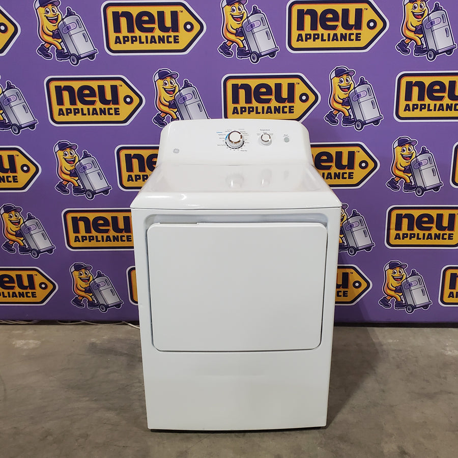GE White Electric 6.2 Cu. Ft. Capacity Dryer with Shallow Depth and Up to 120 Ft. Venting Capability GTX33EASKWW - Certified Refurbished