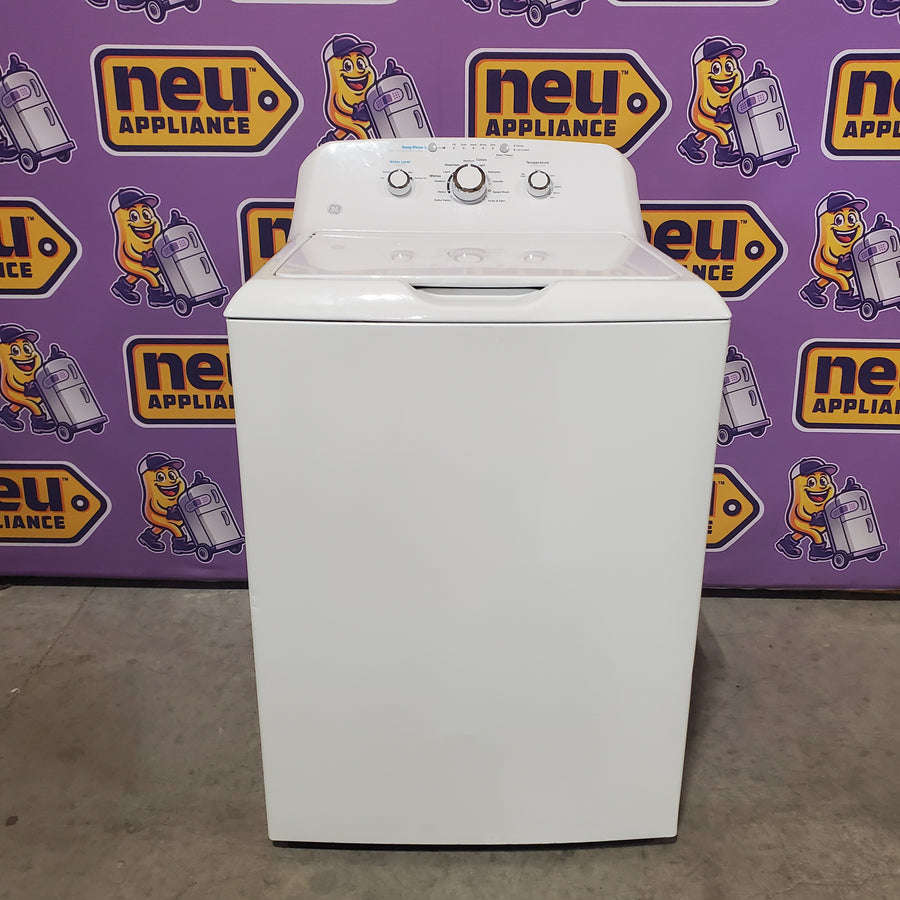 GE® 4.2 cu. ft. Capacity Washer with Stainless Steel Basket GTW335ASNWW - Certified Refurbished and GE 6.2 cu. ft. Capacity Electric Dryer with Up To 120 ft. Venting and Shallow Depth GTD33EASKWW - Certified Refurbished