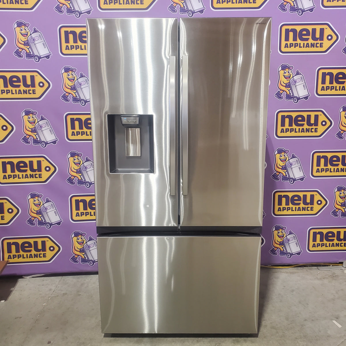 Samsung Bespoke AI Counter-Depth Sphere Ice 26-cu ft 36-in Wide French Door Refrigerator with Dual Ice Maker (Fingerprint Resistant Stainless Steel) ENERGY STAR Certified RF70F27SER - Scratch & Dent (Moderate)