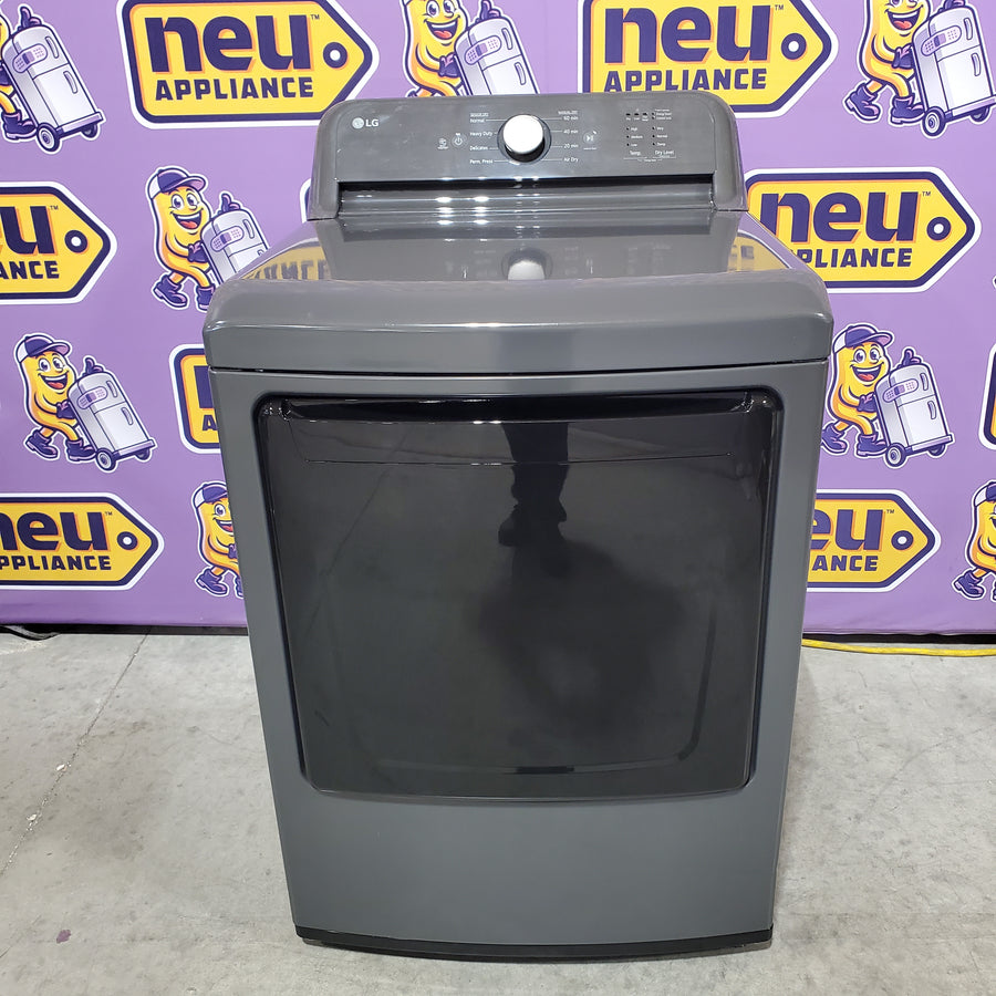 LG 4.1 cu. ft. Top Load Washer with 4-Way Agitator® and TurboDrum™ Technology  WT6105CM - Certified Refurbished and LG 7.3 cu. ft. Ultra Large High Efficiency Electric Dryer in Monochrome Grey DLE6100M - Scratch & Dent (Minor)