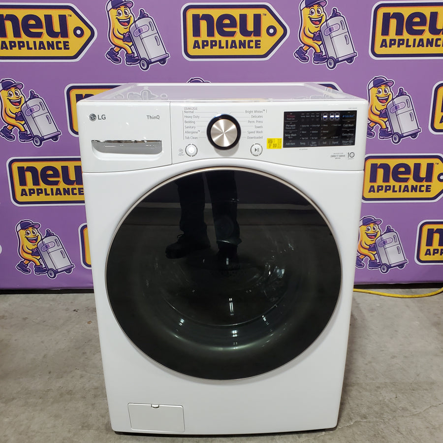 LG 4.5 cu. ft. Front Load Washer with Steam and Built-In Intelligence in White WM4000HWA - Scratch & Dent (Moderate) and LG 7.4 cu. ft. Front Load Electric Dryer with TurboSteam and Sensor Dry Technology in White 16296 - DLEX4000W - Scratch & Dent (Minor)