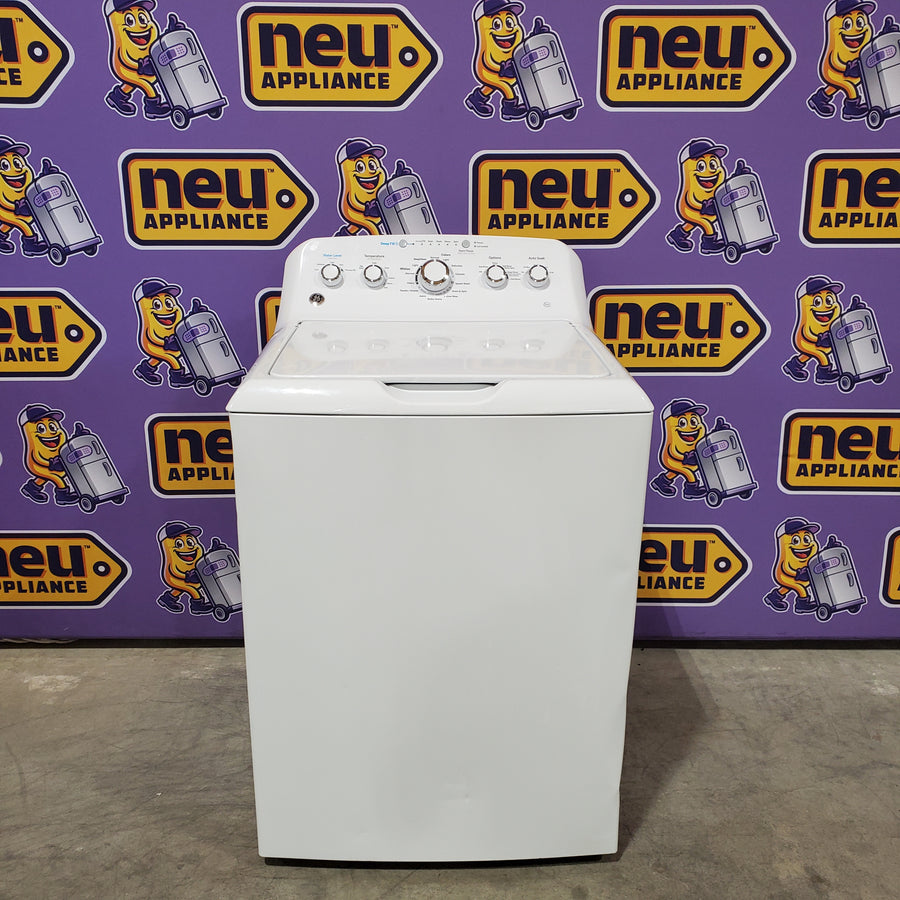 GE® 4.5 cu. ft. Capacity Washer with Stainless Steel Basket in White GTW465ASNWW - Certified Refurbished and GE White Electric 7.2 Cu. Ft. Dryer with Aluminized Alloy Drum GTD42EASJWW - Certified Refurbished