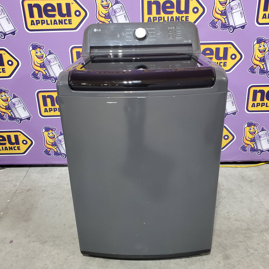 LG 4.1 cu. ft. Top Load Washer with 4-Way Agitator® and TurboDrum™ Technology  WT6105CM - Certified Refurbished and LG 7.3 cu. ft. Ultra Large High Efficiency Electric Dryer in Monochrome Grey DLE6100M - Scratch & Dent (Minor)