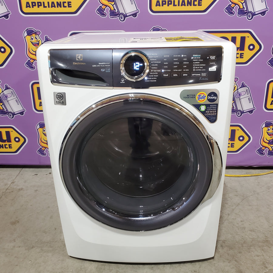 Electrolux 4.5 Cu.Ft. Stackable Front Load Washer with Steam and SmartBoost Wash System ELFW7637AW - Open Box and Electrolux 8.0 cu. ft. Front Load Electric Dryer with Perfect Steam ELFE7637AW - Open Box