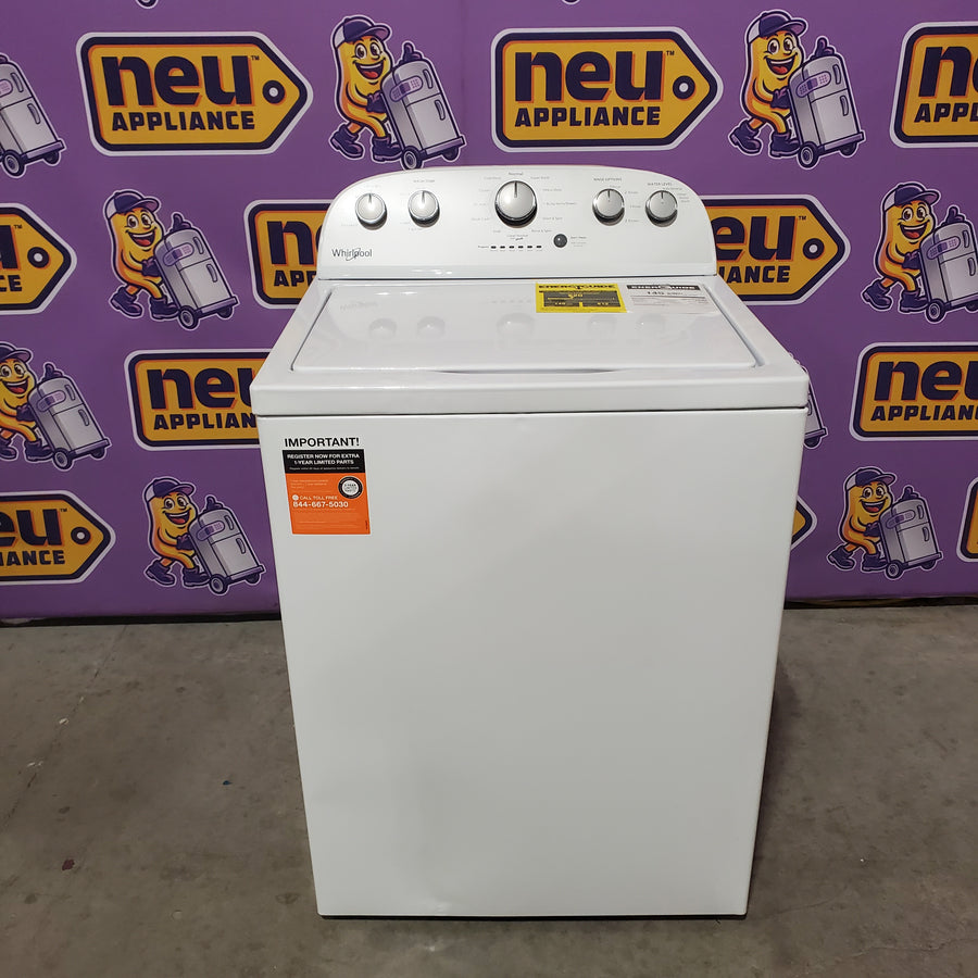 Whirlpool Top Load 3.5 Cu. Ft. Washer with Deep Water Wash Option WTW4816FW - Scratch & Dent (Major) and Whirlpool White Gas 7.0 Cu. Ft. Vented Dryer with Wrinkle Shield Option and AutoDry Drying System WGD4815EW - Scratch & Dent (Major)
