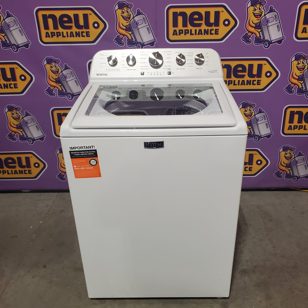 Maytag 4.7 cu. ft. Top Load Washer with Agitator, Pet Pro Option and Extra Power in White MTW5605RW - Scratch & Dent (Minor)