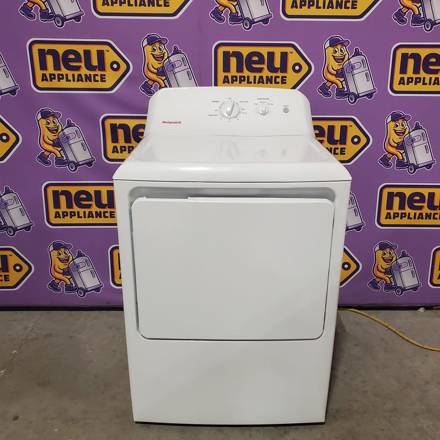 Hotpoint® 4.0 cu. ft. Capacity Washer with Cold Plus and Water Level Control HTW265ASWWW - Scratch & Dent (Moderate) and Hotpoint 6.2 cu. ft. Capacity Electric Dryer with Up To 120 ft. Venting and Shallow Depth HTX26EASWWW - Open Box