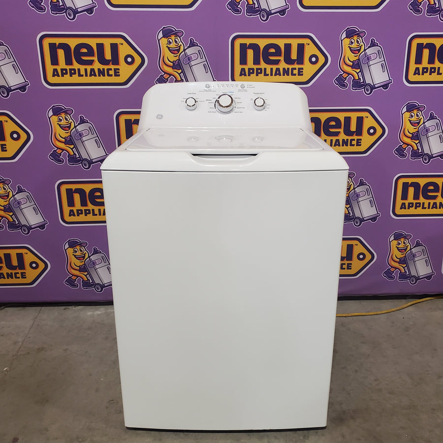 GE® 3.8 cu. ft. Capacity Washer with Stainless Steel Basket in White GTW330ASKWW - Certified Refurbished and GE® 7.2 cu. ft. Capacity Aluminized Alloy Drum Electric Dryer GTD33EASKWW - Certified Refurbished