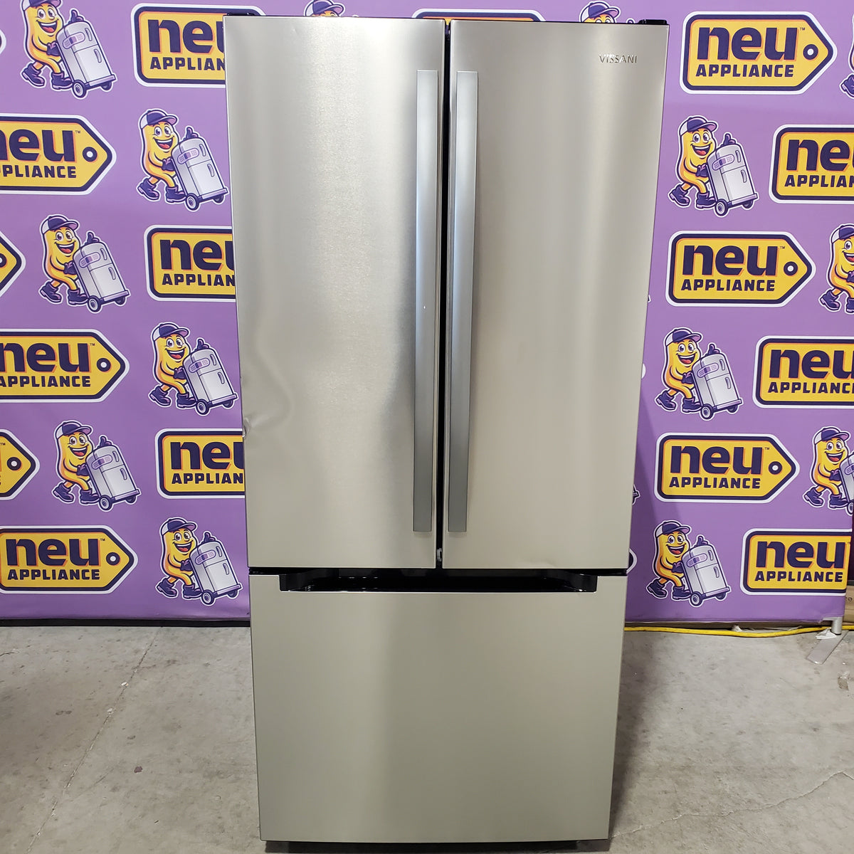 Vissani 30 in. 18.4 cu. ft. Standard-Depth French Door Bottom Freezer Refrigerator in Fingerprint Resistant Stainless Steel Look MDFDBM18SS6 - Scratch & Dent (Moderate)