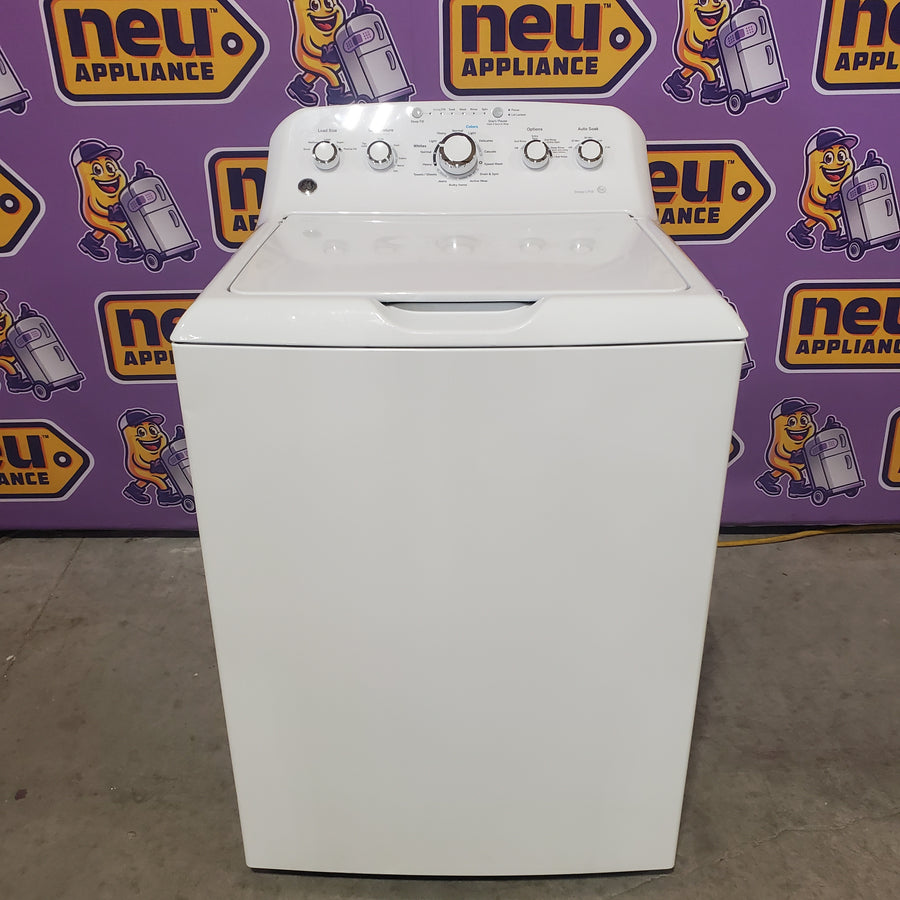 GE White Top Load 4.2 Cu. Ft. Washer with Stainless Steel Basket and Dual Action Agitator GTW460ASJWW - Certified Refurbished