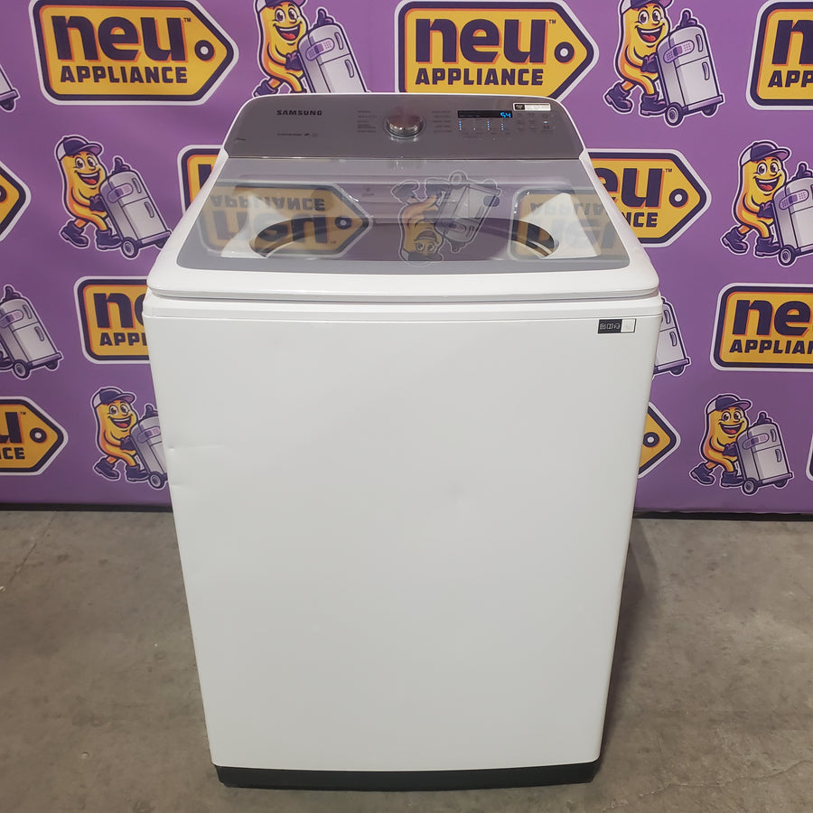 Samsung ENERGY STAR 5.0 cu. ft. Top Load Washing Machine with Active Water Jet WA50R5200AW - Certified Refurbished and Samsung 7.4 cu. ft. Vented Gas Dryer with Sensor Dry in White DVG50R5200W - Certified Refurbished