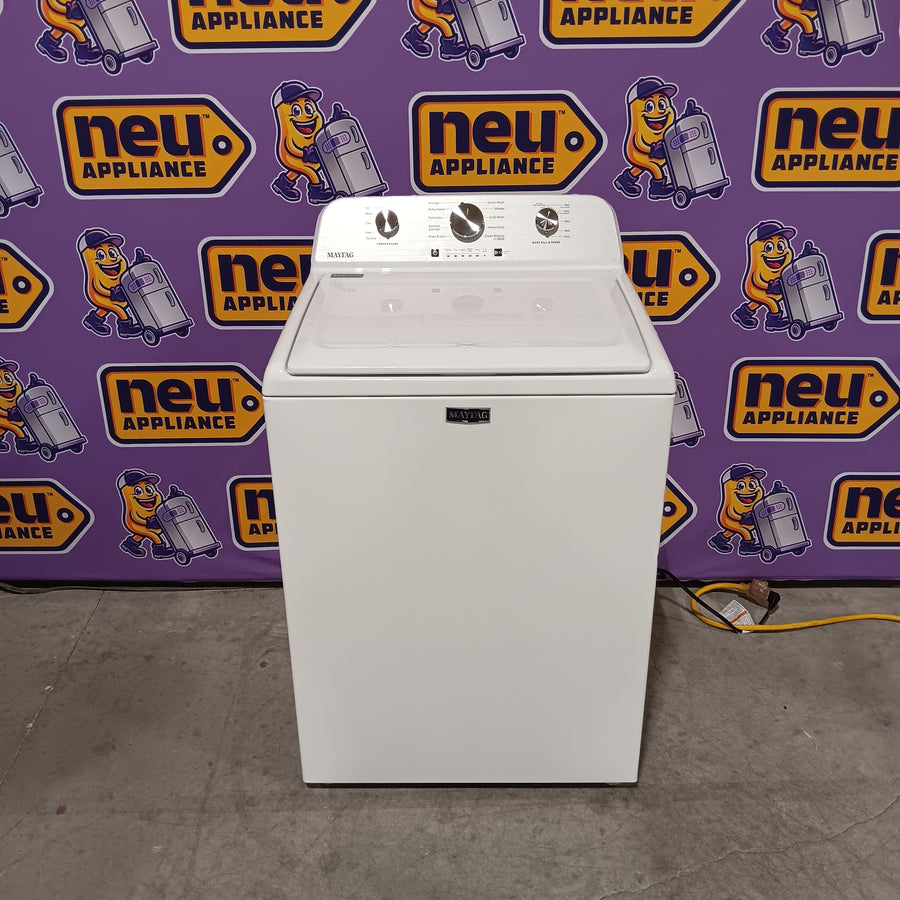 Maytag 4.2 Cu. Ft. Capacity Top Load Washer in White MTW4205SW - Scratch & Dent (Minor) and MayTag 7.0 cu. ft. Top Load Electric Wrinkle Prevent Dryer 16266 - MED4500MW - Scratch & Dent (Minor)