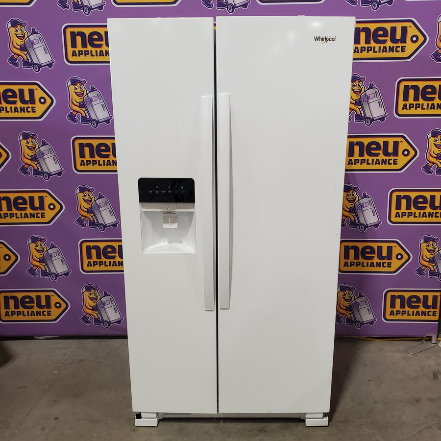 Whirlpool 24.6-cu ft Standard-Depth Side-by-Side Refrigerator with Ice Maker, Water and Ice Dispenser in White WRS315SDHW - Scratch & Dent (Minor)