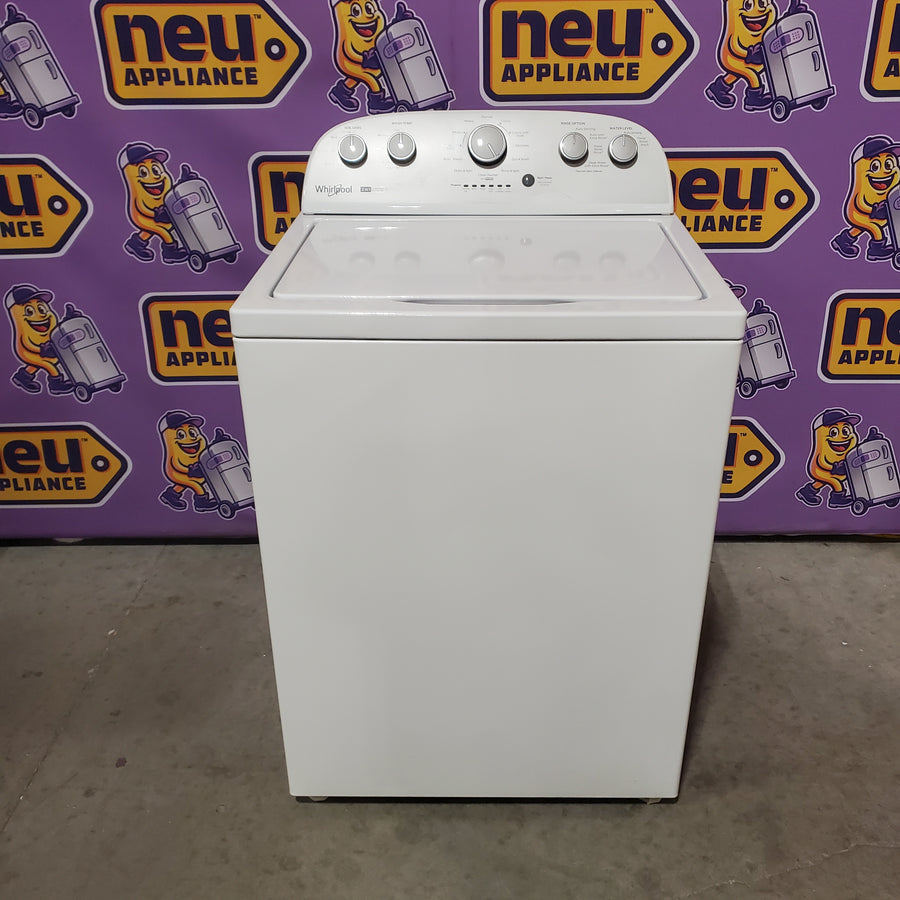 Whirlpool 3.8–3.9 Cu. Ft. Top Load Washer with 2 in 1 Removable Agitator and Soil Level Selection WTW4957PW - Certified Refurbished and Whirlpool White Electric 7.0 Cu. Ft. Dryer with Auto Dry WED4950HW - Certified Refurbished