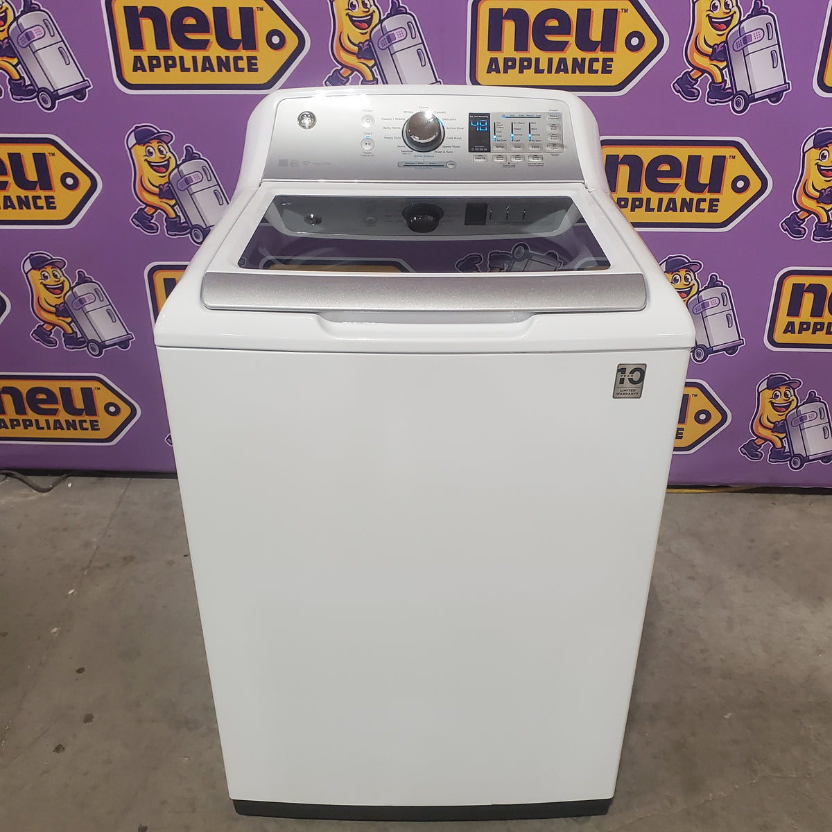 GE® 5.0 cu. ft. Capacity Smart Washer with Stainless Steel Basket in White GTW750CSLWS - Certified Refurbished