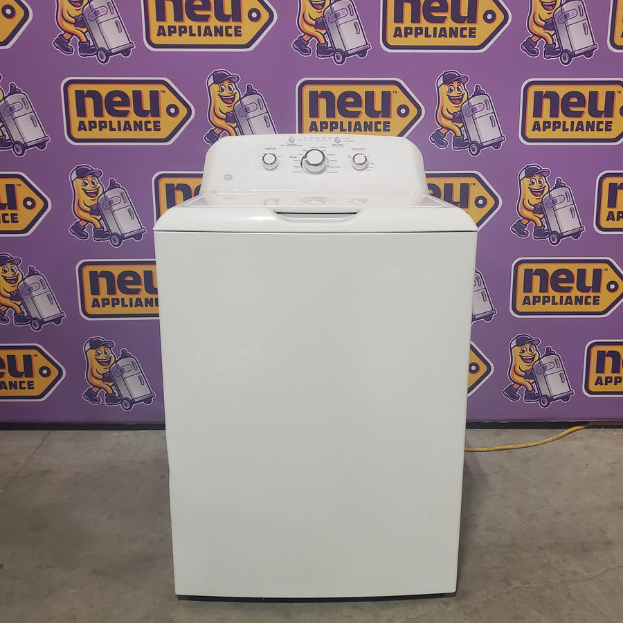 GE® 3.8 cu. ft. Capacity Washer with Stainless Steel Basket in White GTW330ASKWW - Certified Refurbished and GE® 7.2 cu. ft. Capacity Aluminized Alloy Drum Electric Dryer GTD33EASKWW - Certified Refurbished