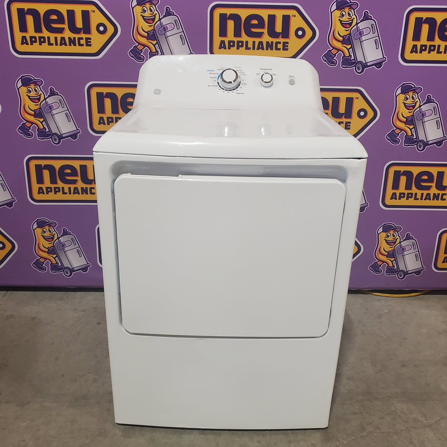 GE® 4.2 cu. ft. Capacity Washer with Stainless Steel Basket GTW335ASNWW - Certified Refurbished and GE 6.2 cu. ft. Capacity Electric Dryer with Up To 120 ft. Venting and Shallow Depth 16305 - GTD33EASKWW - Certified Refurbished