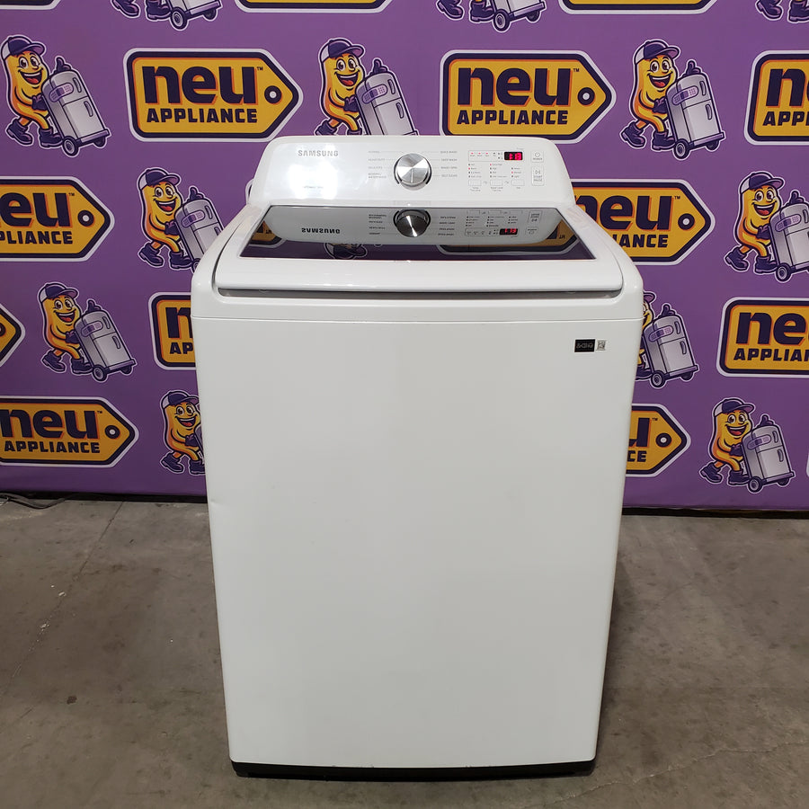 Samsung 4.5 cu. ft. Top Load Washer with Vibration Reduction Technology+ in White WA45T3200AW - Certified Refurbished and Samsung 7.2 cu. ft. Electric Dryer with Sensor Dry in White DVE45T3200W - Scratch & Dent (Minor)