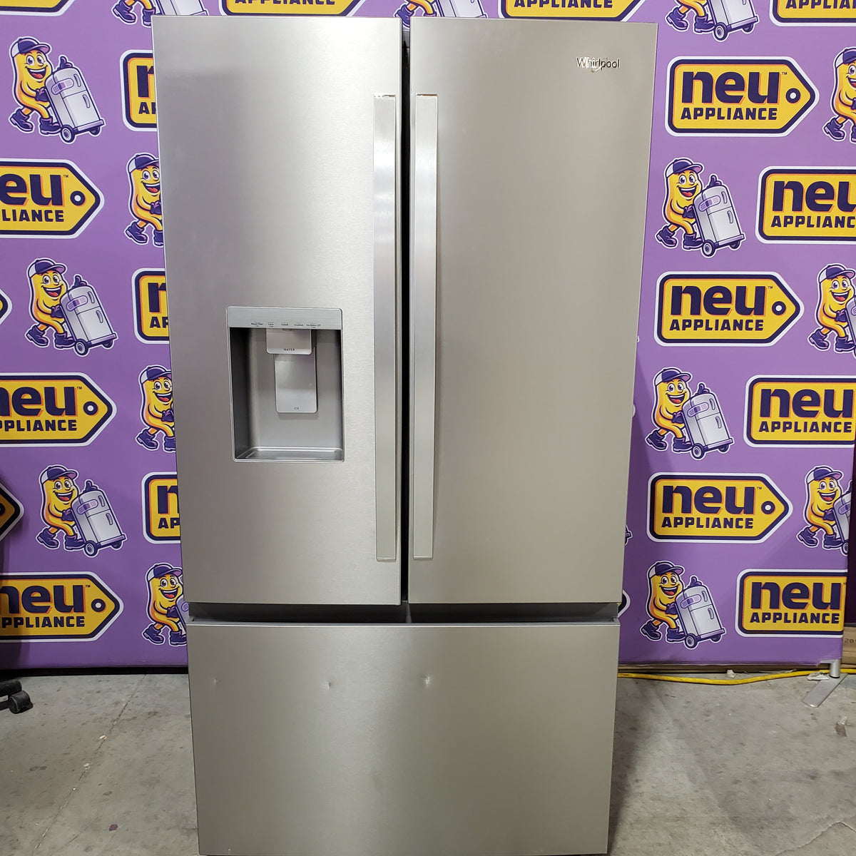 Whirlpool French Door 30 cu ft Refrigerator in Fingerprint Resistant Stainless Finish with In-Door Water and Ice Maker - 30 cu. ft. WRFF3536SZ - Scratch & Dent (Minor)