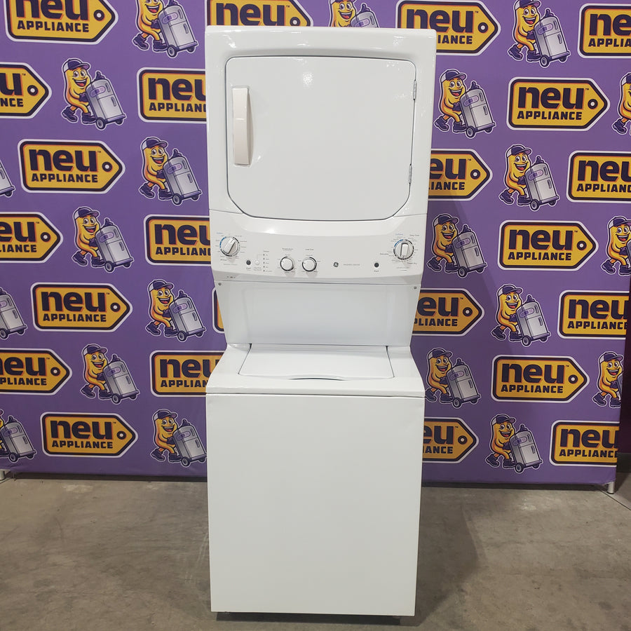 GE Unitized Spacemaker® 3.8 cu. ft. Capacity Washer with Stainless Steel Basket and 5.9 cu. ft. Capacity Electric Dryer GUD27ESSMWW - Certified Refurbished