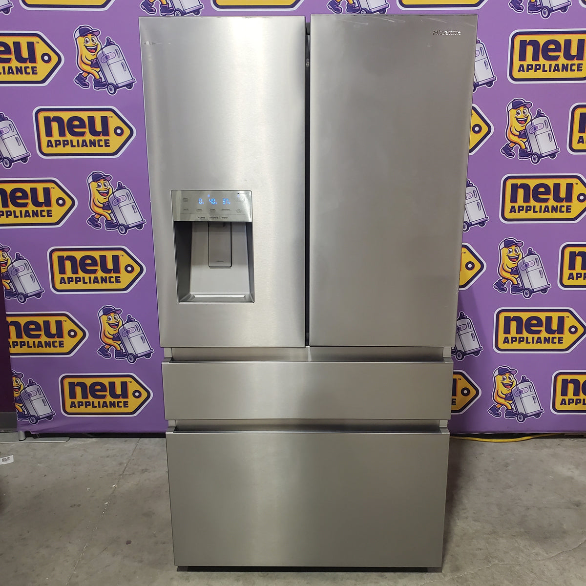 Hisense PureFlat 25.6-cu ft 4-Door Smart French Door ENERGY STAR Refrigerator in Stainless Steel with Ice Maker, Water and Ice Dispenser HRM260N6TSE - Scratch & Dent (Moderate)
