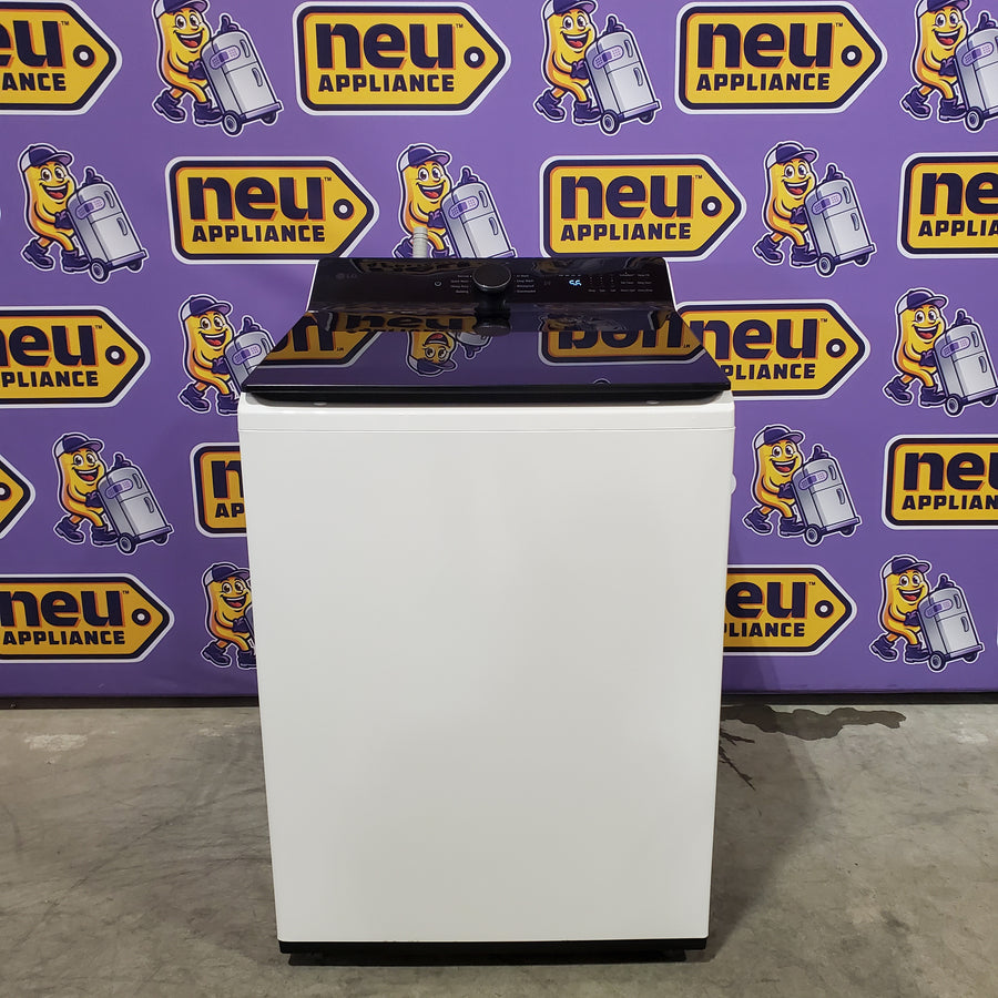 LG 5.5 cu. ft. Mega Capacity Top Load Washer with Impeller in Alpine White WT8400CW - Open Box and LG 7.3 cu. ft. Vented SMART Gas Dryer in White with EasyLoad Door, TurboSteam and Sensor Dry Technology 16269 - DLGX8601WE - Scratch & Dent (Minor)