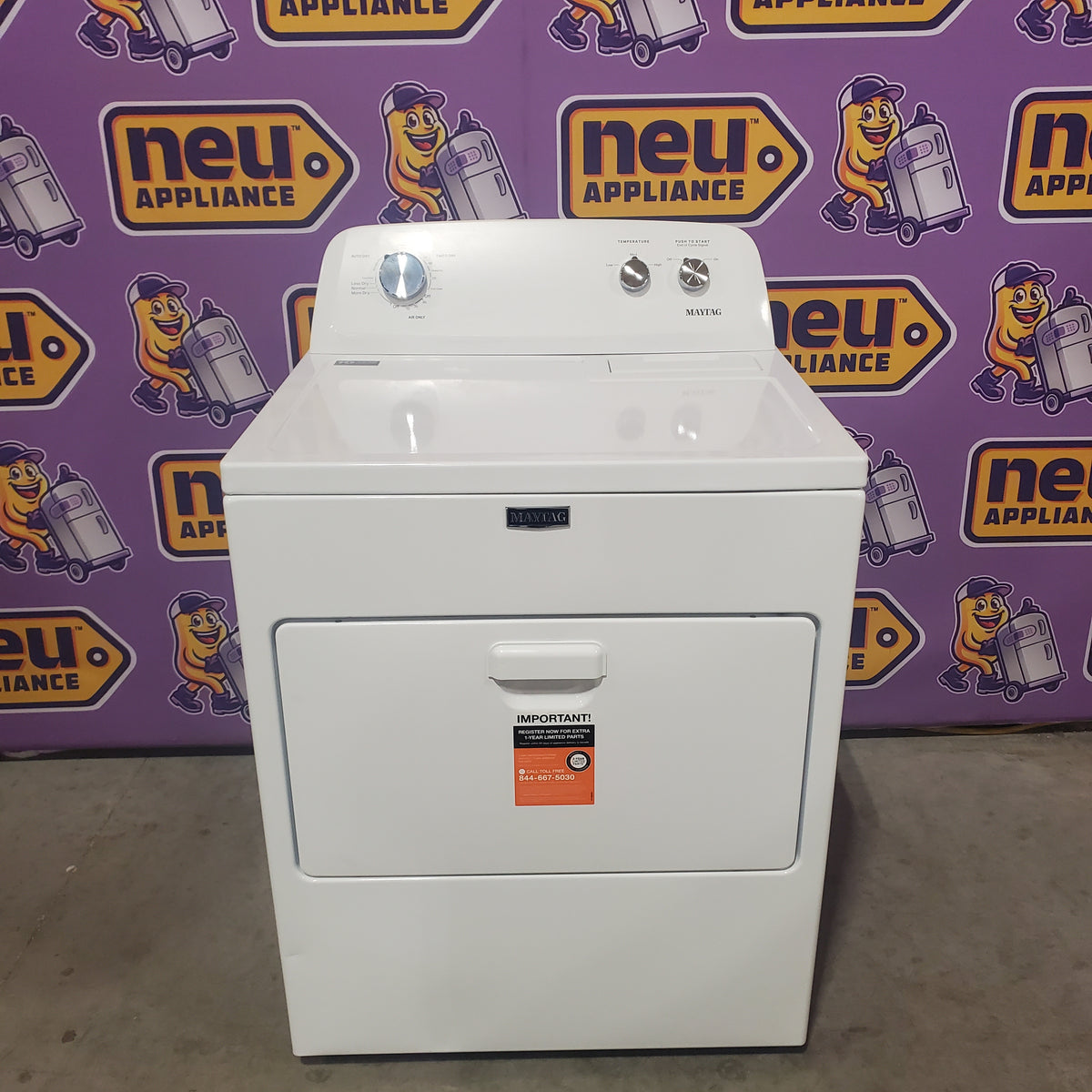 Maytag Top Load Style Electric Wrinkle Prevent 7.0 cu. ft. Dryer with Auto Dry MED4005SW - Scratch & Dent (Minor)
