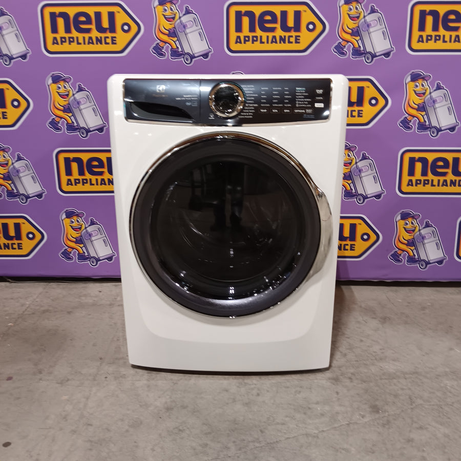 Electrolux 4.5 Cu.Ft. Stackable Front Load Washer with Steam and SmartBoost Wash System ELFW7637AW  - Open Box and Electrolux 8.0 Cu. Ft. Front Load Perfect Steam™ Gas Dryer with LuxCare® Dry and Instant Refresh ELFG7626BW - Scratch & Dent (Minor)