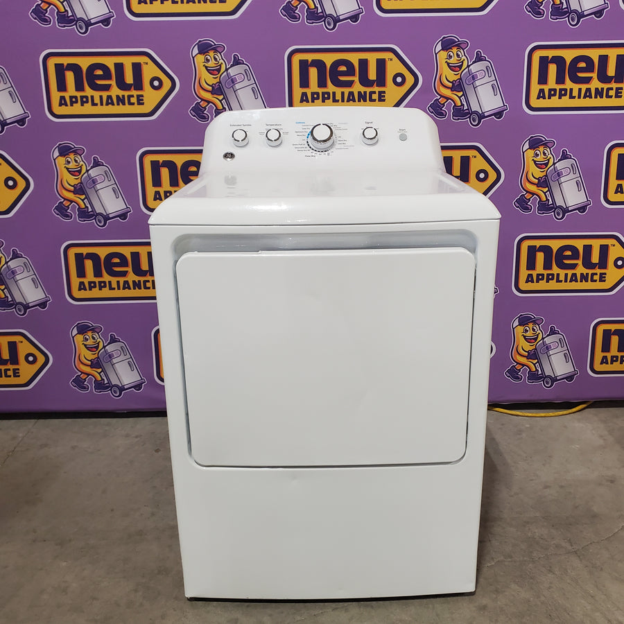 GE 3.8 cu. ft. Capacity Washer with Stainless Steel Basket in White GTW330ASKWW - Certified Refurbished and GE White Electric 7.2 Cu. Ft. Dryer with Aluminized Alloy Drum GTD42EASJWW - Certified Refurbished