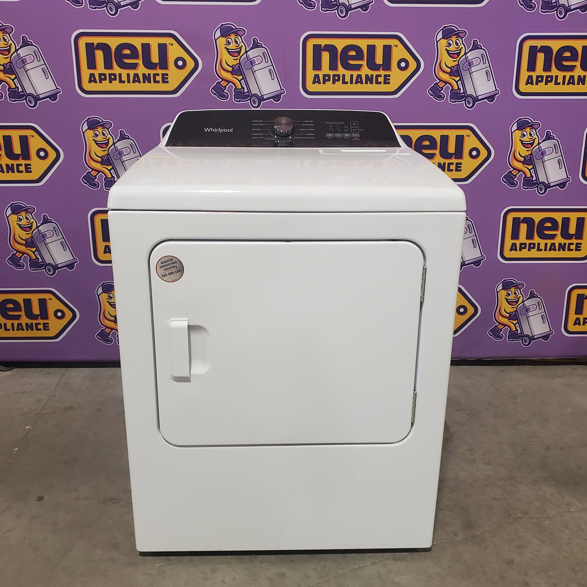 Whirlpool Top Load Style Electric Moisture Sensing 7.0 Cu. Ft. Dryer with Steam WED5050LW - Open Box