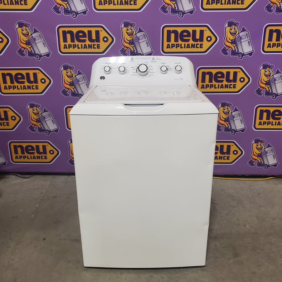 GE® 4.5 cu. ft. Capacity Washer with Stainless Steel Basket in White GTW465ASNWW - Certified Refurbished and GE White Electric 7.2 Cu. Ft. Dryer with Aluminized Alloy Drum GTD42EASJWW - Certified Refurbished