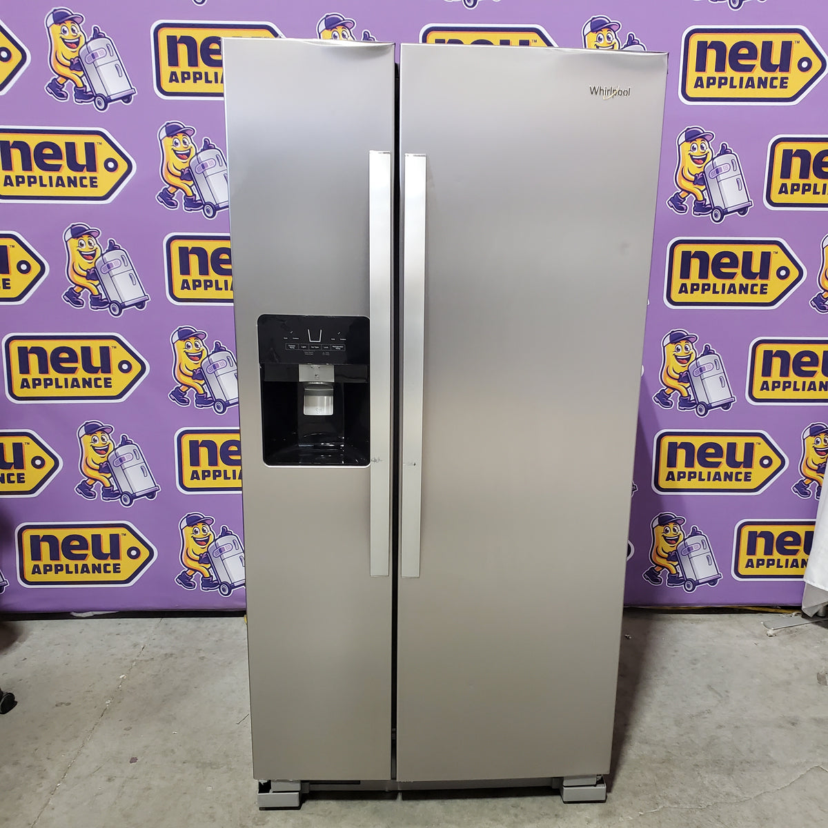 Whirlpool 33 Inch Wide Side by Side 21 Cu. Ft. Refrigerator with Can Caddy and Frameless Glass Shelves in Fingerprint Resistant Stainless Steel WRS321SDHZ - Scratch & Dent (Minor)