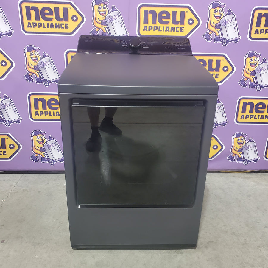 LG 5.5 cu. ft. SMART Top Load Washer in Matte Black with Impeller, Easy Unload and TurboWash3D Technology WT8400CB - Open Box and LG 7.3 cu. ft. Ultra Large Capacity Rear Control Electric Dryer with EasyLoad™ Door DLE8400BE - Scratch & Dent (Minor)
