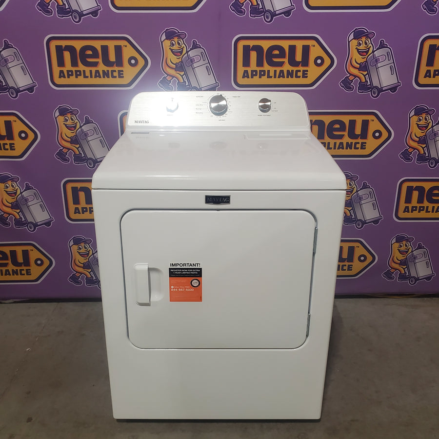 Maytag 4.7 cu. ft. Top Load Washer with Agitator, Pet Pro Option and Extra Power in White MTW5605RW - Open Box and Maytag 7.0 cu. ft. Capacity Top Load Electric Wrinkle Prevent Dryer MED4500MW - Scratch & Dent (Minor)