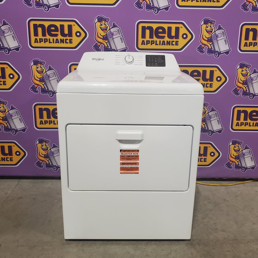 Whirlpool 4.2-4.3 Cu. Ft. Top Load Washer with 2-in-1 Removable Agitator and Soft Close Glass Lid WTW4307SW - Scratch & Dent (Minor) and Whirlpool 7.0 cu. ft. Electric Dryer with Adaptive Dry and Wrinkle Shield™ Option WED4307SW - Open Box