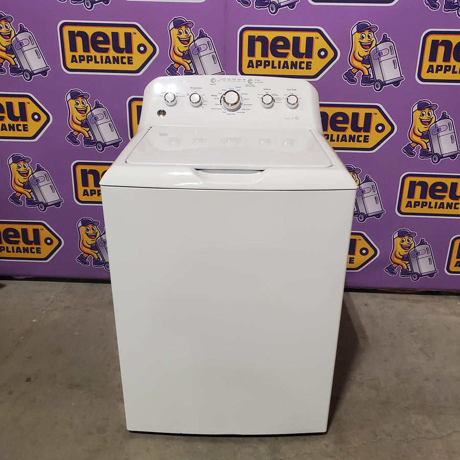 GE White Top Load 4.2 Cu. Ft. Washer with Stainless Steel Basket and Dual Action Agitator GTW460ASJWW - Certified Refurbished and GE 7.2 cu. ft. Capacity Aluminized Alloy Drum Electric Dryer GTD33EASKWW - Certified Refurbished