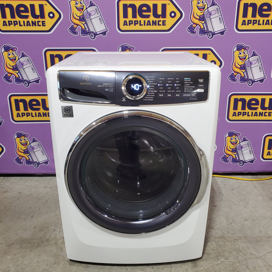 Electrolux 4.5 Cu.Ft. Stackable Front Load Washer with Steam and SmartBoost Wash System ELFW7637AW - Scratch & Dent (Moderate) and Electrolux 8.0 cu. ft. Front Load Electric Dryer with Perfect Steam ELFE7637AW - Scratch & Dent (Minor)