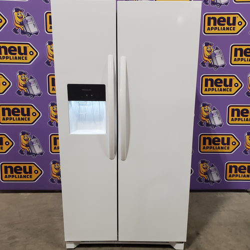 Frigidaire 25.6 cu. ft. Side by Side Refrigerator in White with Exterior Ice and Water Dispenser 22221428 - FRSS2623AW - Scratch & Dent (Minor)
