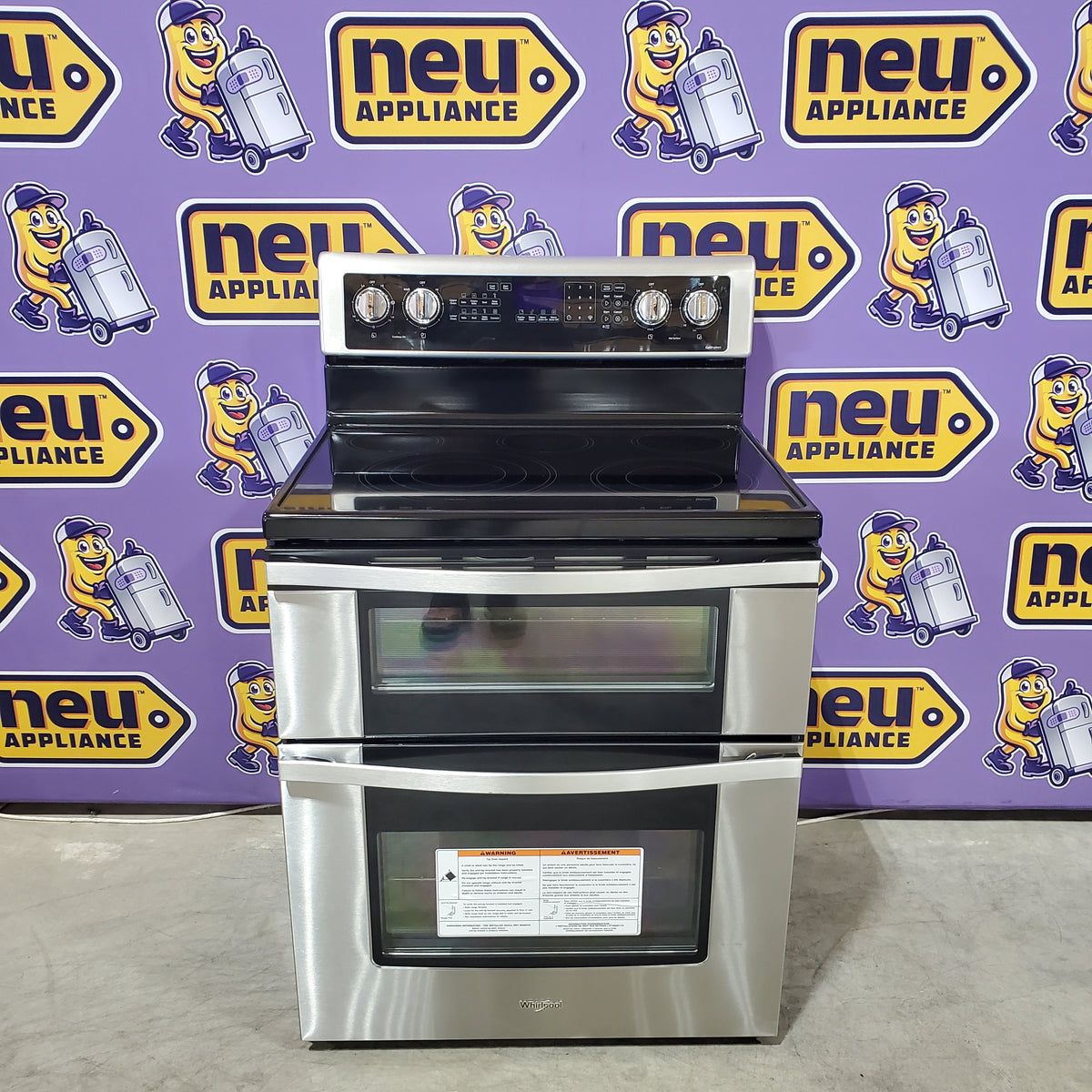Whirlpool 6.7 cu. ft. 5 Burner Element Double Oven Electric Range with True Convection in Stainless Steel WGE745C0FS - Open Box