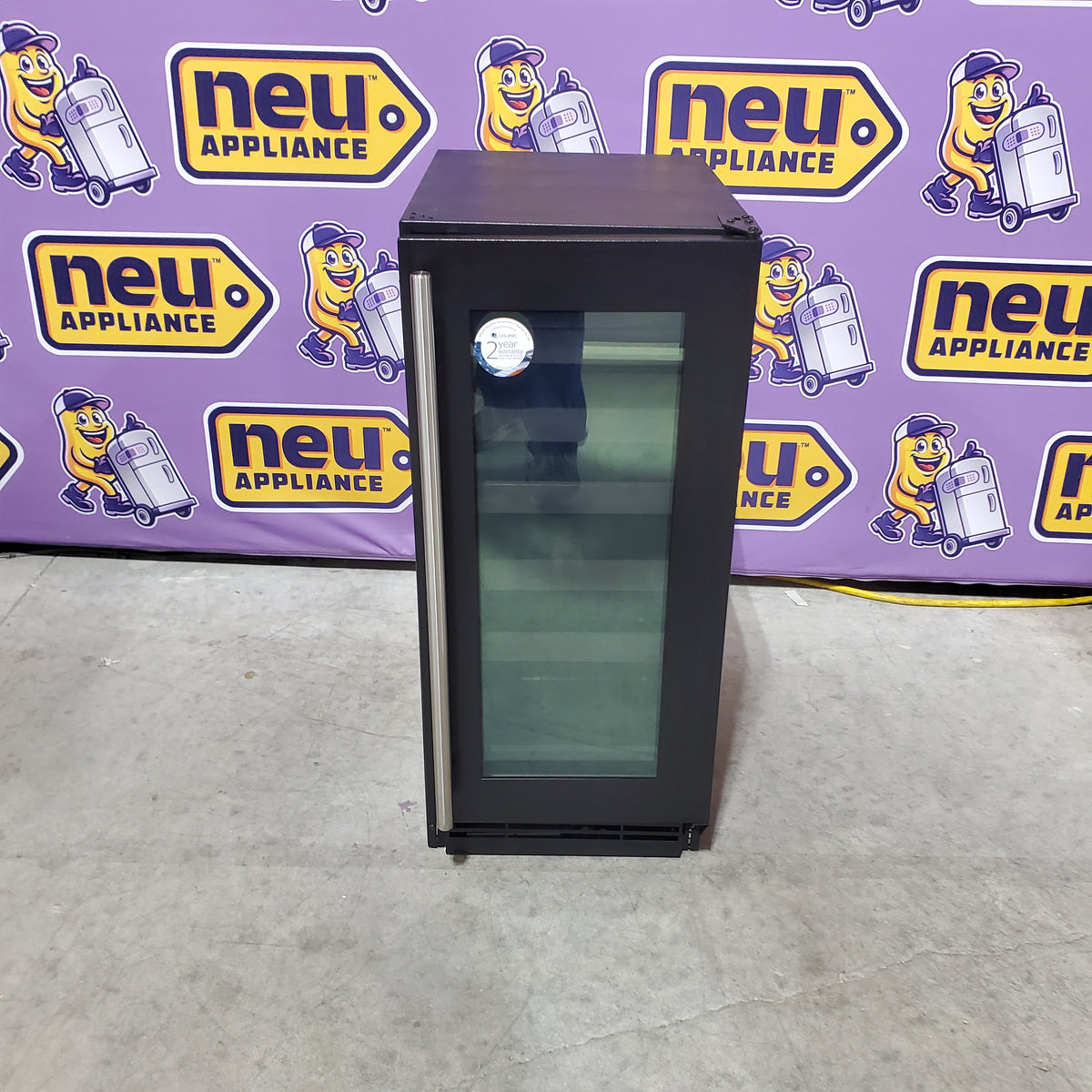 U-Line 15" Wide 24 Bottle Single Zone Black Wine Refrigerator UHWC115BG01A - Open Box