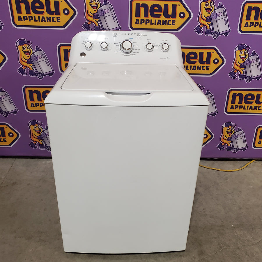 GE White Top Load 4.2 Cu. Ft. Washer with Stainless Steel Basket and Dual Action Agitator GTW460ASJWW - Certified Refurbished