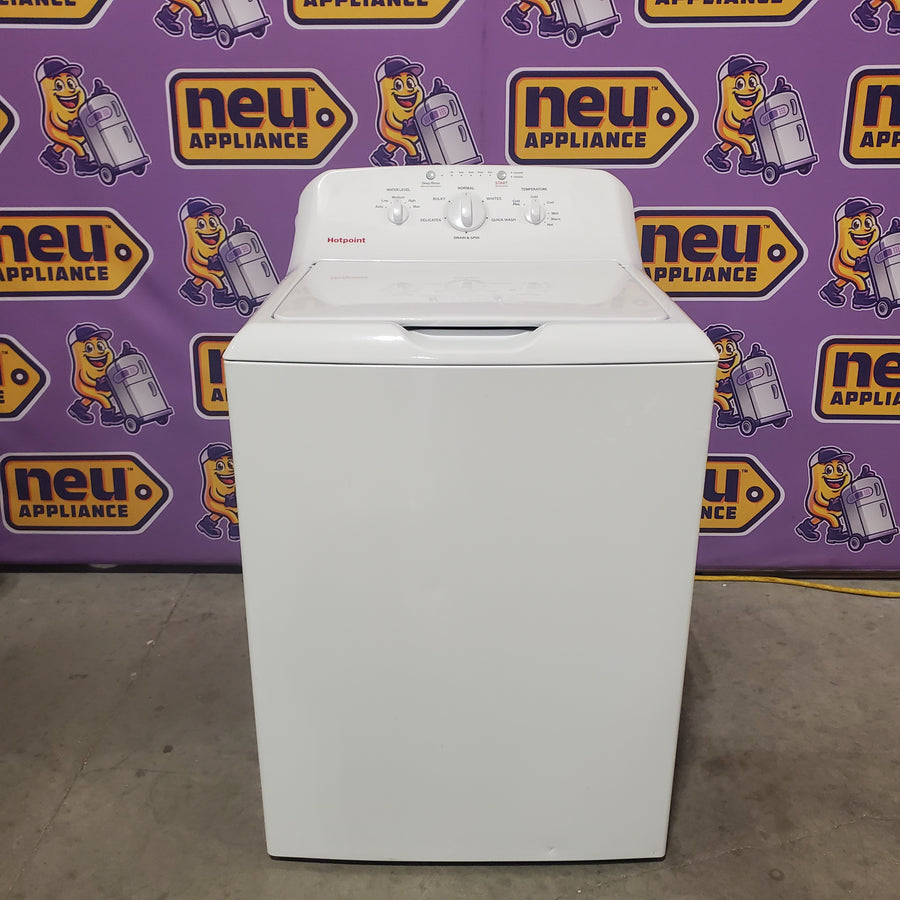 Hotpoint® 4.0 cu. ft. Capacity Washer with Cold Plus and Water Level Control HTW265ASWWW - Scratch & Dent (Moderate) and Hotpoint 6.2 cu. ft. Capacity Electric Dryer with Up To 120 ft. Venting and Shallow Depth HTX26EASWWW - Scratch & Dent (Moderate)