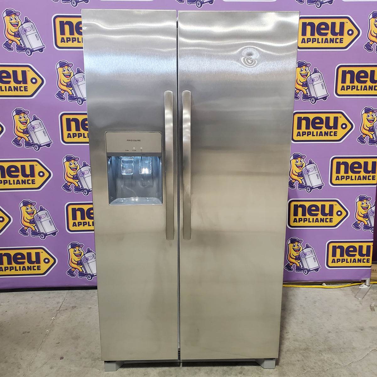 Frigidaire 25.6 cu. ft. ENERGY STAR Side by Side Refrigerator with Exterior Water and Ice Dispenser in Stainless Steel FRSS2623AS - Scratch & Dent (Moderate)