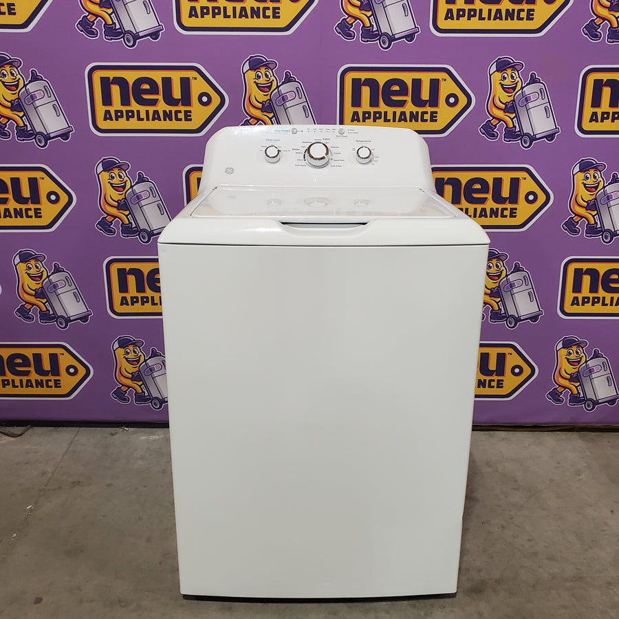 GE® 4.2 cu. ft. Capacity Washer with Stainless Steel Basket GTW335ASNWW - Certified Refurbished and GE 6.2 cu. ft. Capacity Electric Dryer with Up To 120 ft. Venting and Shallow Depth GTD33EASKWW - Certified Refurbished