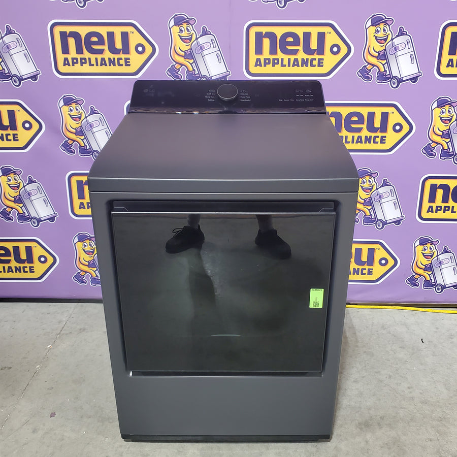 LG 5.5 cu. ft. SMART Top Load Washer in Matte Black with Impeller, Easy Unload and TurboWash3D Technology WT8400CB - Open Box and LG 7.3 cu. ft. Ultra Large Capacity Rear Control Electric Dryer with EasyLoad™ Door and AI Sensing DLE8400BE - Open Box