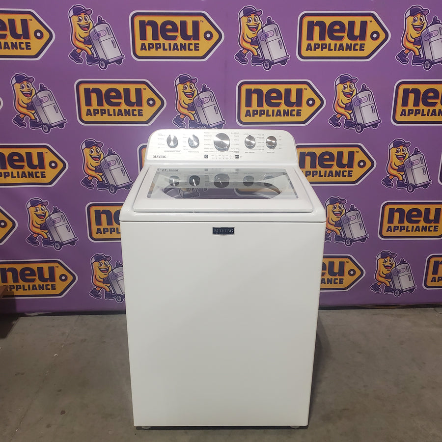 Maytag 4.7 cu. ft. Top Load Washer with Agitator, Pet Pro Option and Extra Power in White MTW5605RW - Open Box and Maytag 7.0 cu. ft. Capacity Top Load Electric Wrinkle Prevent Dryer MED4500MW - Scratch & Dent (Minor)