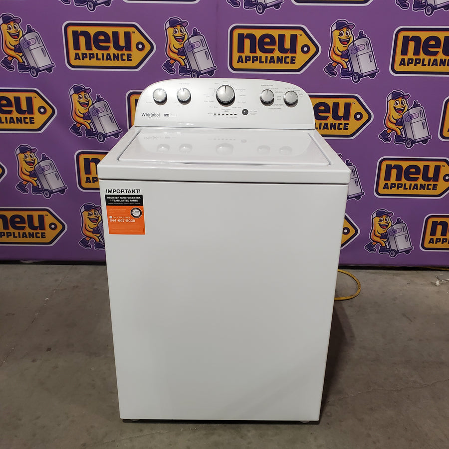 Whirlpool 3.8 cu. ft. Top Load Washer with Stainless Steel Wash Basket and 360 Wash Agitator WTW4816TW - Open Box and Whirlpool White Electric Extra Large 7.0 Cu. Ft. Dryer with Wrinkle Shield WED4815EW - Open Box