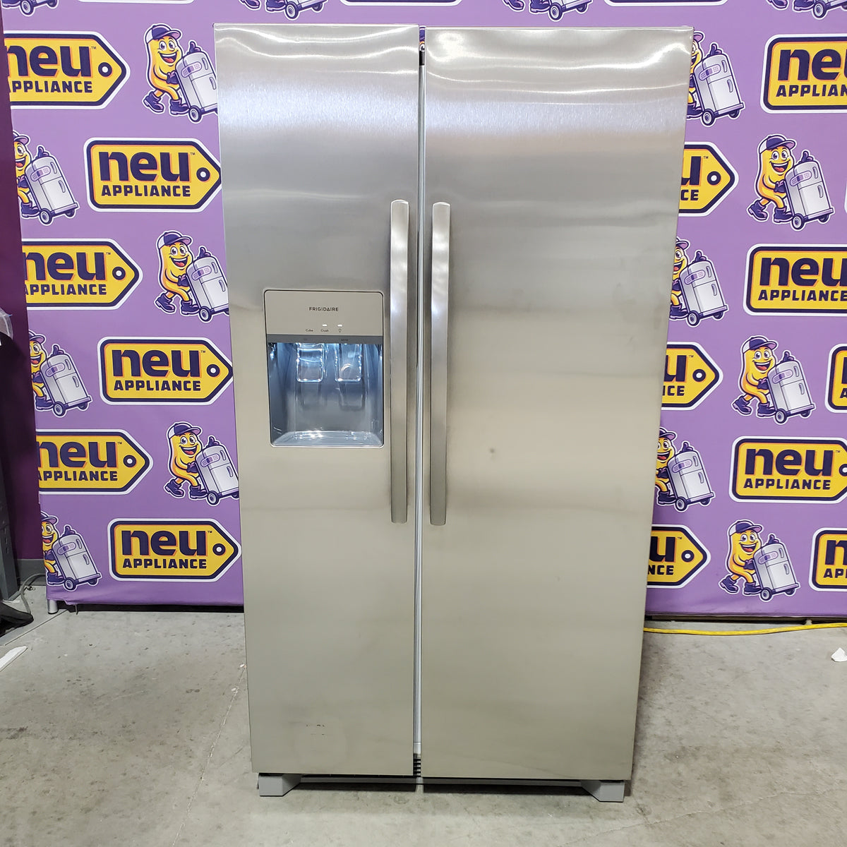 Frigidaire 25.6 cu. ft. ENERGY STAR Side by Side Refrigerator with Exterior Water and Ice Dispenser in Stainless Steel FRSS2623AS - Scratch & Dent (Minor)