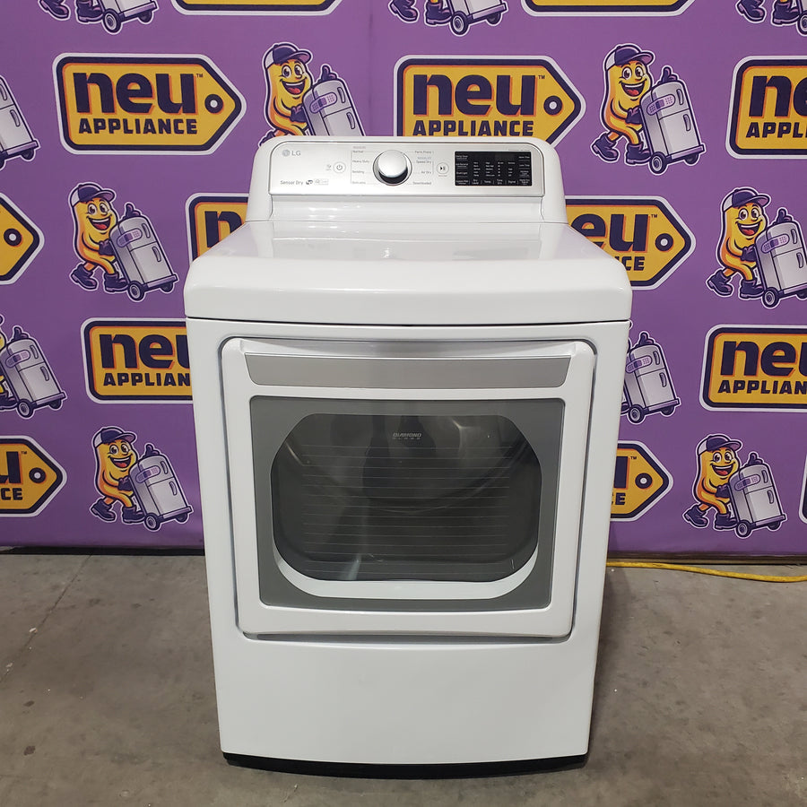 LG 5.5 cu. ft. Mega Capacity Smart Wi-Fi Enabled Top Load Washer with Impeller WT7400CW - Certified Refurbished and LG 7.3 cu. ft. Ultra Large Capacity Smart Wi-Fi Enabled Electric Dryer with Sensor Dry Technology DLE7300WE - Certified Refurbished